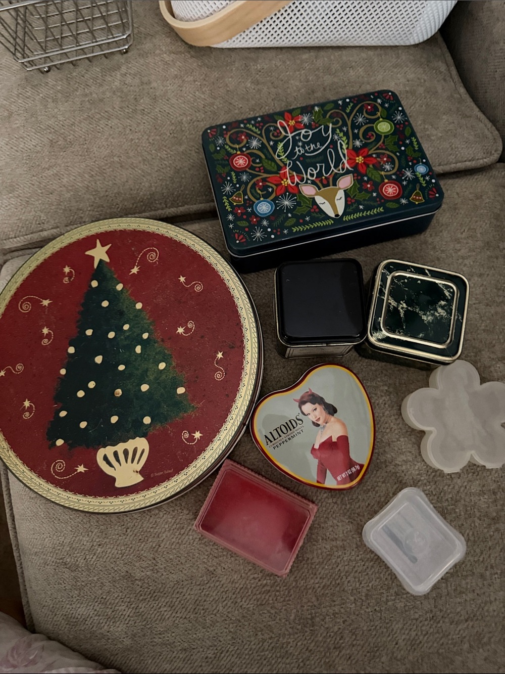 Decorative Storage Tins and plastic containers